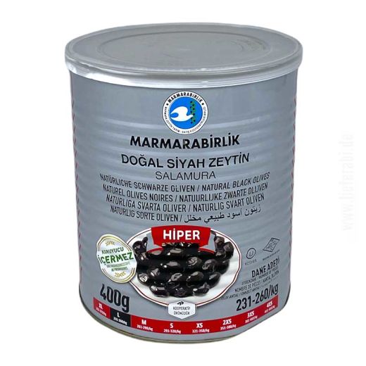 Dogal Siyah Zeytin L - Schwarze Oliven mit Kern 400g Marmarabirlik